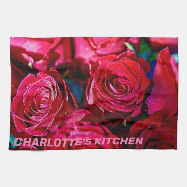 Nice Bunch Of Red Roses Tea Towel (Horizontal)