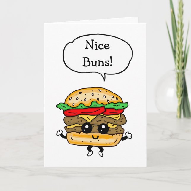 Nice Buns, Food Pun, Flirty Boyfriend/Girlfriend Card (Front)