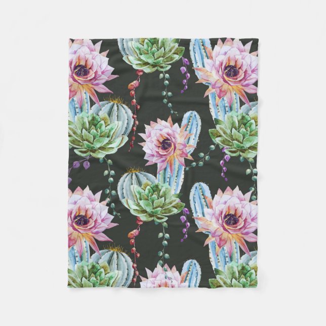 Nice Cactus Pattern Fleece Blanket (Front)