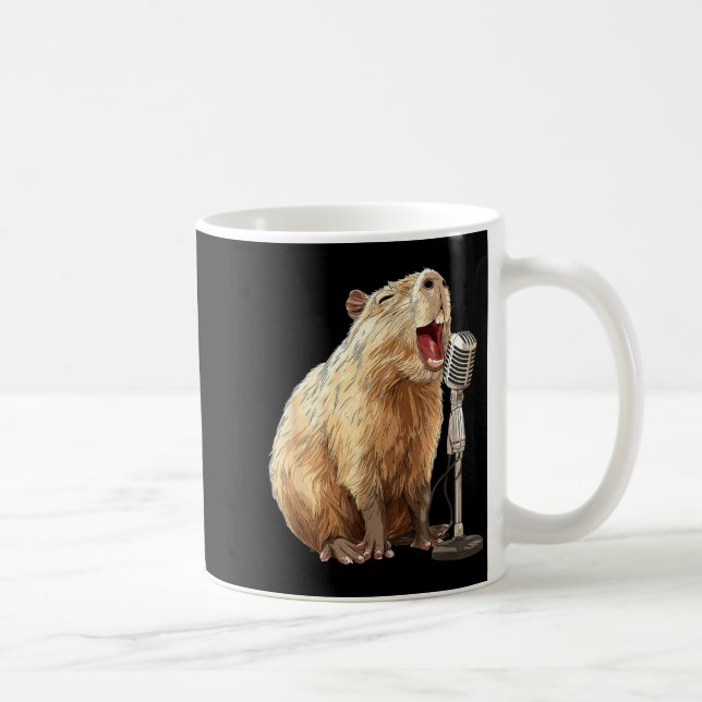 Nice Capybara with Mic for Karaoke and Singing Coffee Mug (Right)
