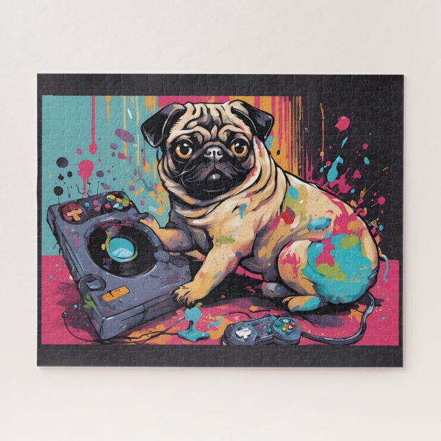 Nice carlin loving video games jigsaw puzzle (Horizontal)