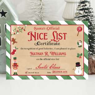 Nice Certificate Approved from Santa Invitation