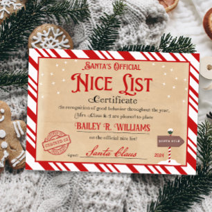 Nice Certificate from Santa Approved Checked Twice Invitation