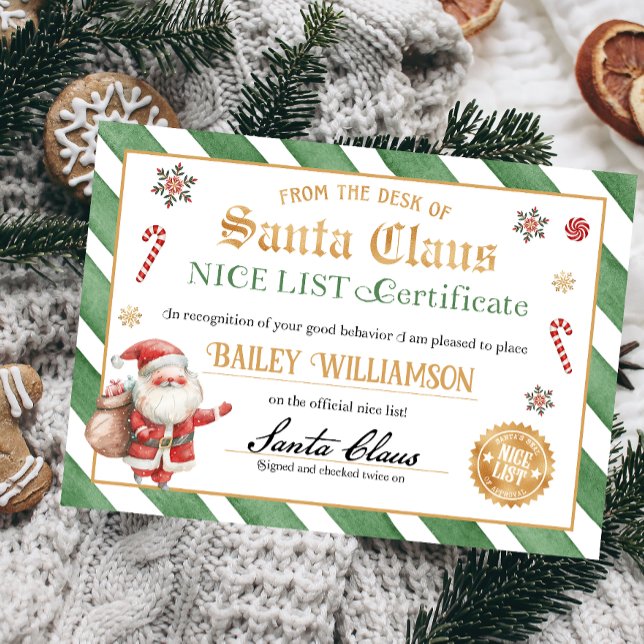 Nice Certificate from Santa Seal of Approval Invitation (Nice list approved seal of approval authentic Santa Nice List Certificate)
