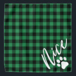 Nice Christmas Dog Rustic Green Flannel Bandana<br><div class="desc">This bandanna features rustic green flannel and a handwritten script font with the "nice" half of naughty and nice. It makes the perfect Christmas bandanna for your dog or cat.</div>