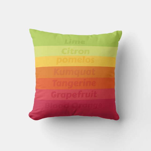 Nice Colourful Pattern and Citrus Fruits Names Cushion (Front)