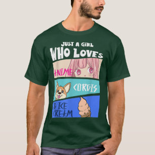 Nice Corgi Dog Lover T Corgi Anime And Ice Cream T-Shirt