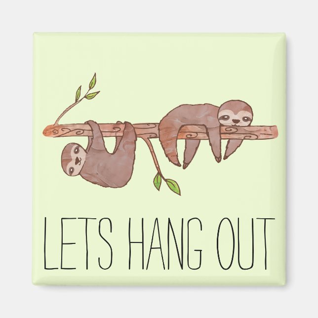 Nice Cute pair of baby sloths on a tree branch Magnet (Front)