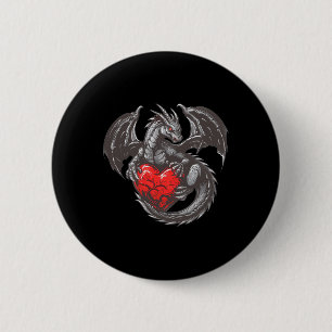 Nice Dragon With Big Red Heart Outfit 6 Cm Round Badge