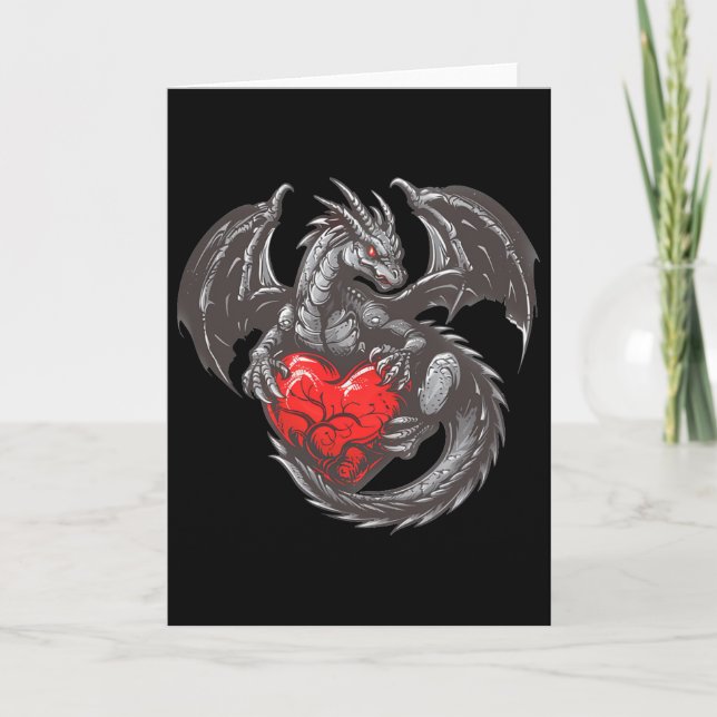 Nice Dragon With Big Red Heart Outfit  Card (Front)
