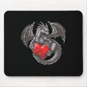 Nice Dragon With Big Red Heart Outfit Mouse Pad