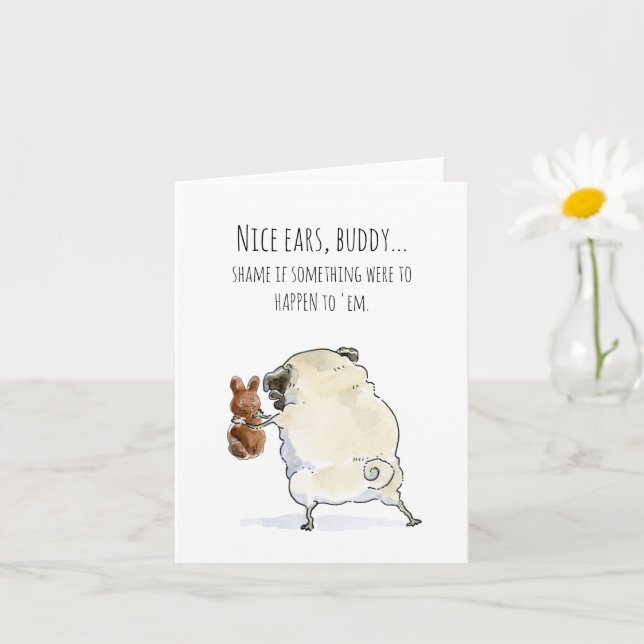 Nice Ears funny pug Easter card (Small Plant)