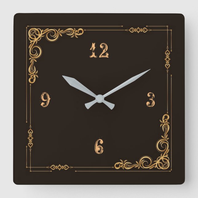 Nice elegant vintage square wall clock (Front)