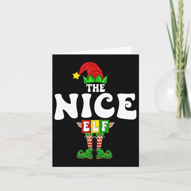 Nice Elf Family Christmas Matching Pyjamas Elf Squ Card (Front)