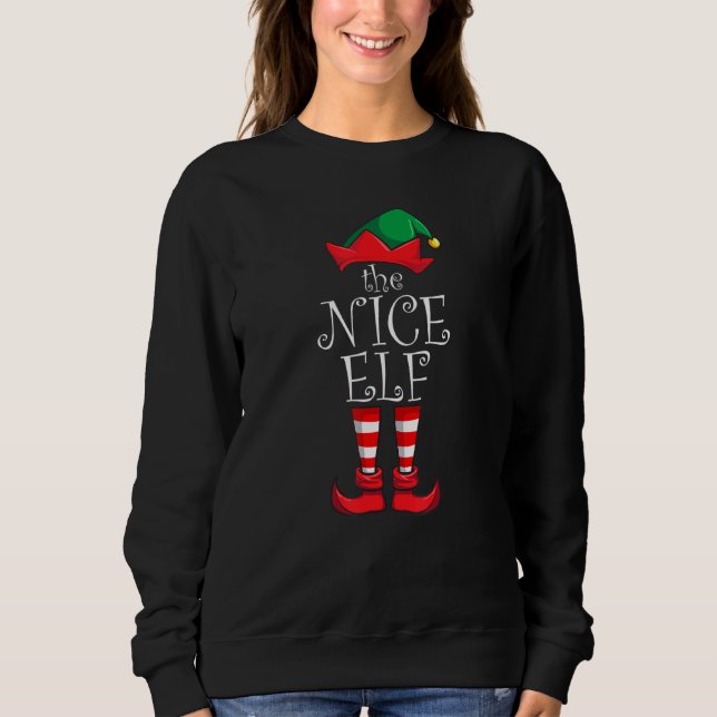 Nice Elf Matching Family Christmas Py Pajama Nice  Sweatshirt (Front)