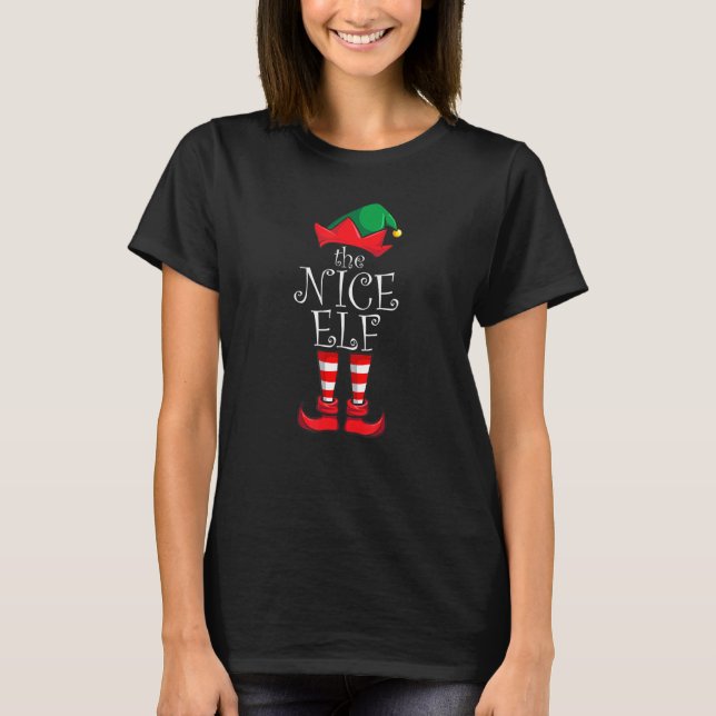 Nice Elf Matching Family Christmas Py Pajama Nice  T-Shirt (Front)