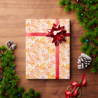 Nice floral pattern with orange leaves wrapping paper