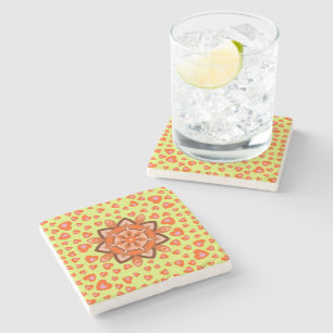 NICE FLOWER HEARTS LOVE VALENTINE, BIRTHDAY, GIFT  STONE COASTER