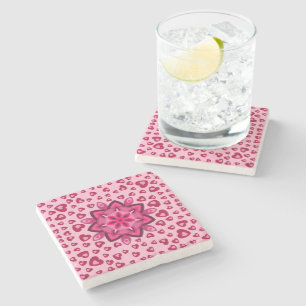NICE FLOWER HEARTS LOVE VALENTINE, BIRTHDAY, GIFT  STONE COASTER