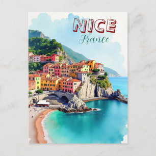 Nice France Artwork Travel Place illustration Postcard