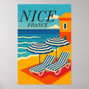 Nice France Colourful Vintage Travel Poster