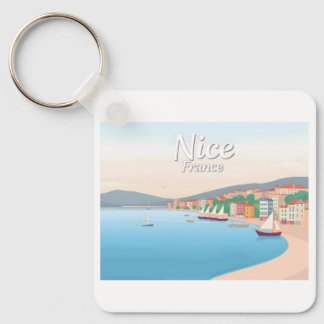 Nice France French Riviera Pastel Travel Key Ring