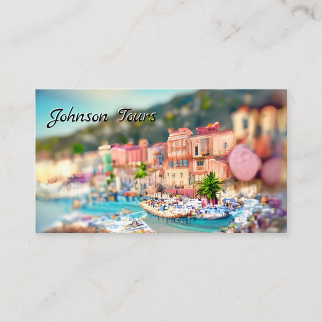Nice France Landscape Pink Turquoise Europe Travel Business Card (Front)