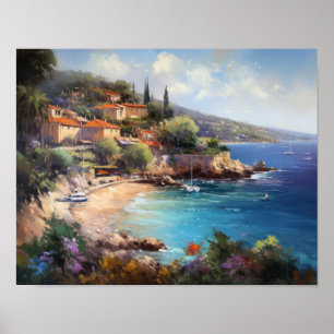 Nice France Painting Landscape Art Print Poster