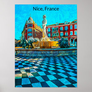 Nice France Place Massena Oil Paint Poster