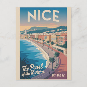 Nice France Retro Skyline Cityscape Travel  Postcard
