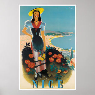 Nice France Travel Poster French Art Beach Print