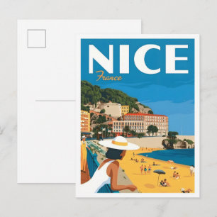 Nice France Vintage Art Travel Postcard