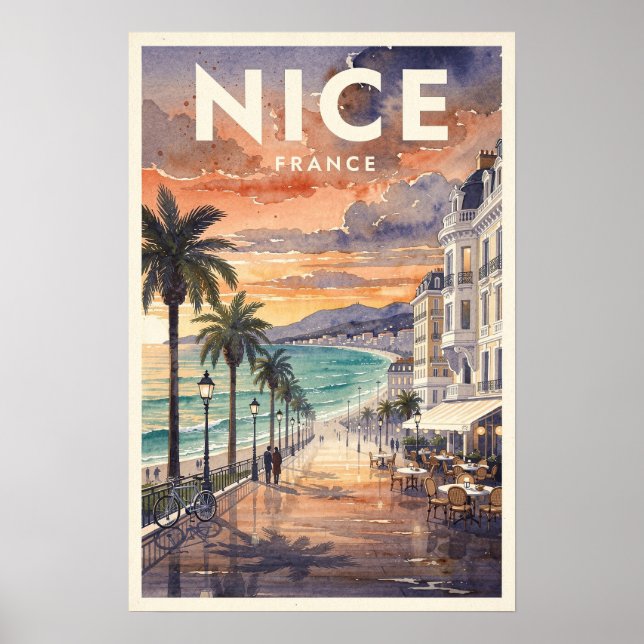 Nice France Vintage Travel Poster (Front)