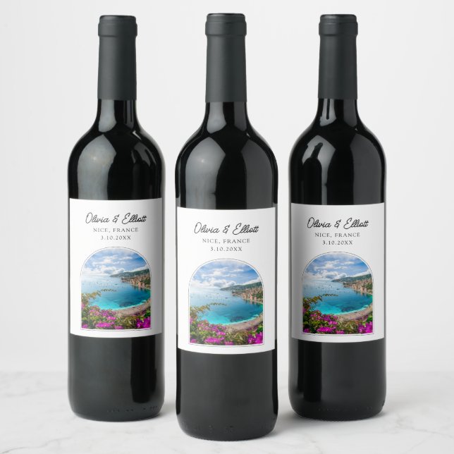 Nice France Wedding Wine Label (Bottles)
