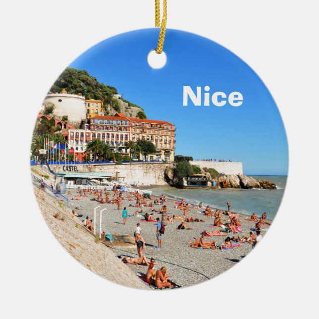 Nice. French Riviera Ceramic Tree Decoration (Front)