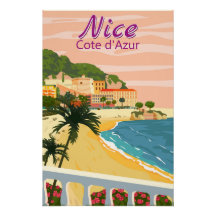 Nice French Riviera coast poster vintage