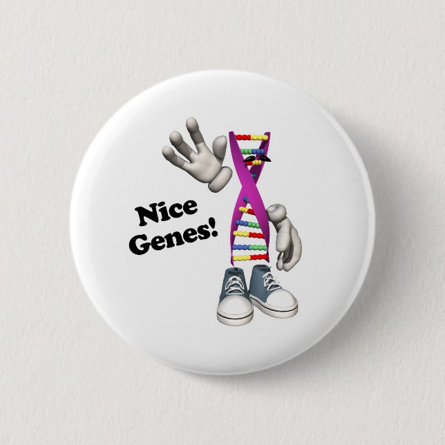 Nice Genes Funny DNA Strip Character 6 Cm Round Badge (Front)