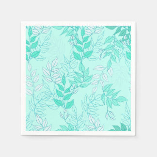 Nice green leaf design on aquamarin bottom napkin