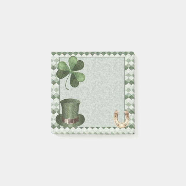 Nice Green Lucky Symbols Charcoal Drawing Post-it Notes (Front)