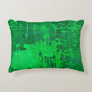 Nice green old surface with paint drips texture -  decorative cushion