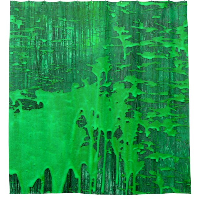Nice green old surface with paint drips texture -  shower curtain (Front)