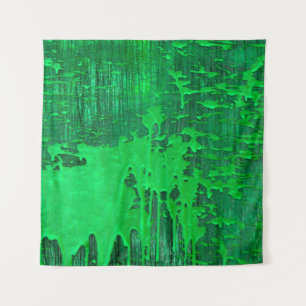 Nice green old surface with paint drips texture -  tapestry