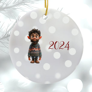 Nice Guy Christmas Elf Ceramic Ornament