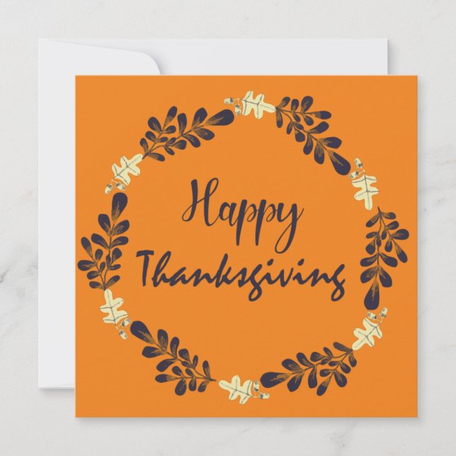Nice Happy Thanksgiving with Circle Leaves Invitation (Front)