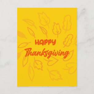 Nice Happy Thanksgiving with Leaves Fall  Holiday Postcard