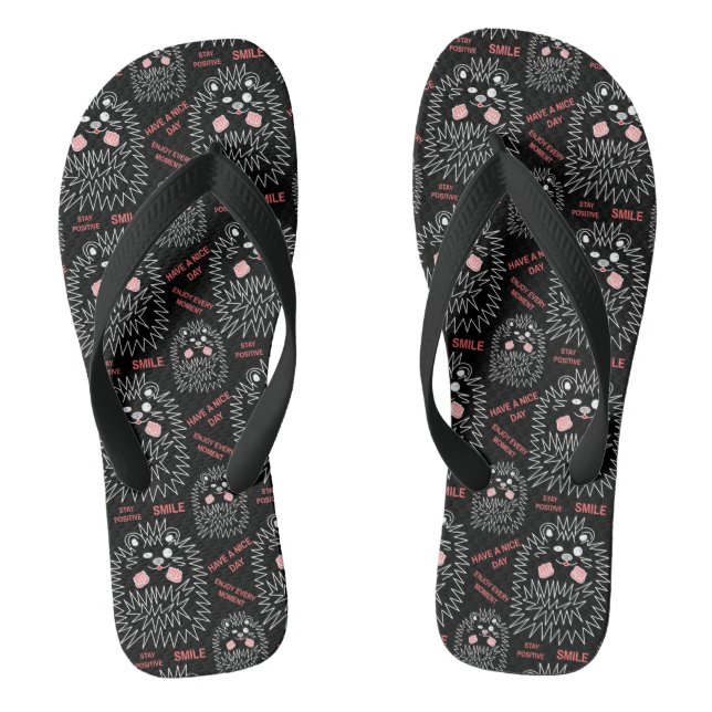 Nice Hedgehog. Cool Image And Text Pattern Jandals (Footbed)