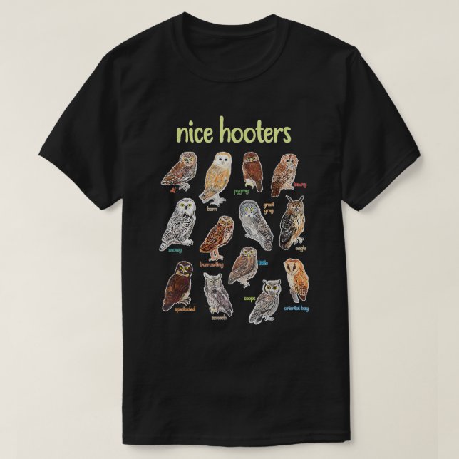 Nice Hooters Owl Bird Pun Funny Adult Joke Birdwat T-Shirt (Design Front)