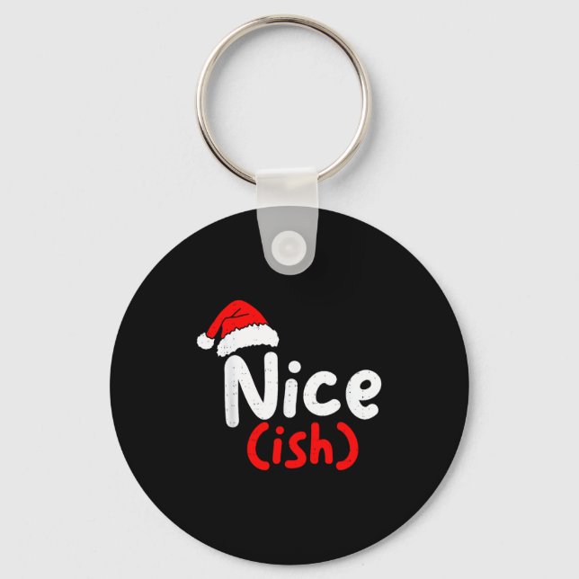 Nice (ish) Naughty Angel Funny Christmas List Fami Key Ring (Front)