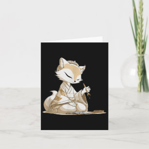 Nice Japan Kitsune Costume For Calligraphy Lovers Card