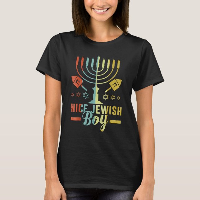 Nice Jeiwsh Boy Cool Chanukah  Ugly Hanukkah Sweat T-Shirt (Front)